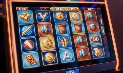 Farbenfroher Slot-Automaten-Bildschirm mit Bonussymbolen bei Vox Casino
